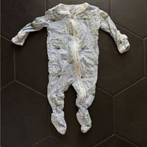 Kickee Pants Light Blue Floral Zipper Footie